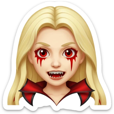 сделай смайлик девушку вампиршу блондинку с длинными волосами и клыками в стиле айфоновских эмодзи 👩🏼 sticker