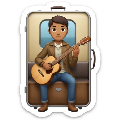 Rider with guitar-case,Metro Riders, inside metro train, no transparent, with background,full image , negative transparent, positive background. sticker