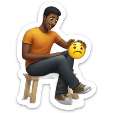 Man sit on instagram logo sticker