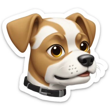 dog with white chest tilting his head sticker