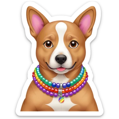 a gay dog with a lot if rainbow bracelets and gay accessories  sticker