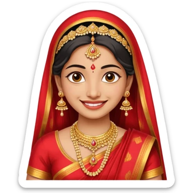 South indian bride getup, smiley face. sticker