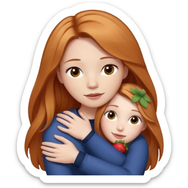 girlfriend with long dark strawberry blonde hair middle part with brown eyes giving hug sticker