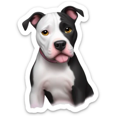 Black and white pitbull with hearts sticker