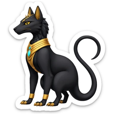 Black Dark Furry Fluffy Modern Futuristic Cyber-Salandit-Bastet-Anubis-fusion full body sticker