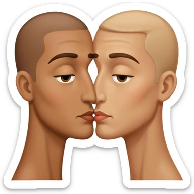 A guy with one eye half closed and the other eye very open kinda long neck and kissing lips  sticker