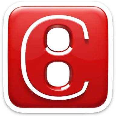 A bold white capital letter C inside a red rounded square, flat emoji design, shiny light reflection, in the same style as the 🅱️ emoji, transparent background, the letter C is large and centered sticker