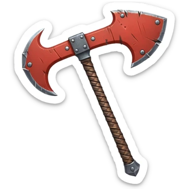 savage barbarian axe object icon, spiked double blade, battle-worn metal, scratches, heavy fantasy weapon, 3D cartoon, mobile game icon style, centered, clean background, no text, no watermark

 sticker