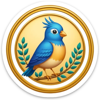 circular achievement style badge for early bird featuring a bird inside and a royal border  sticker