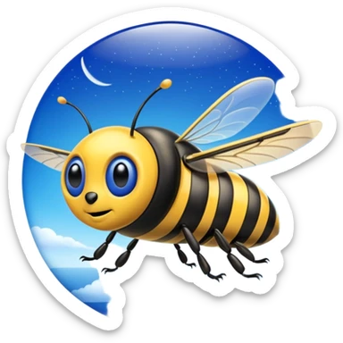 Alien bumblebee very slow flying wing airliner flying for the first time observation deck for passengers long quadruple winged lapis Anubis  sticker