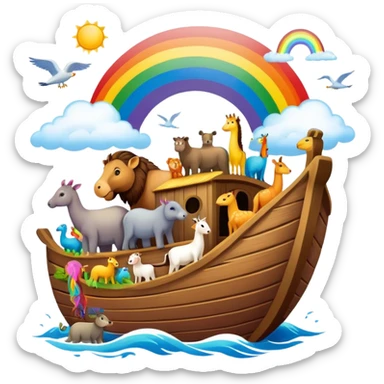 Noah's Ark with animals and rainbow sticker