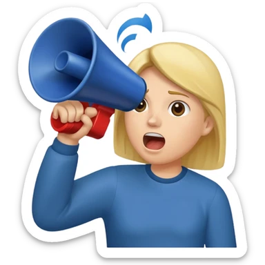  2nd pic yelling into megaphone held in right hand sticker