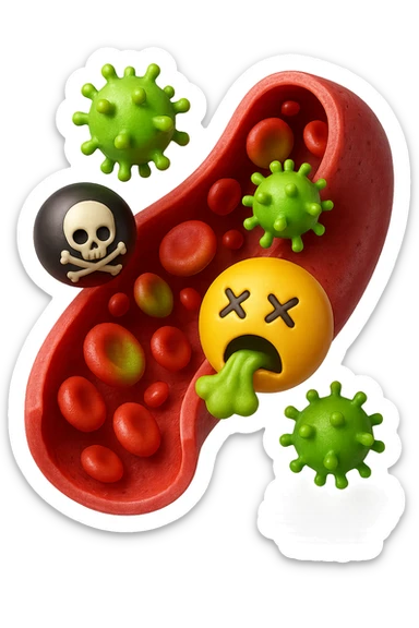 EMOJI STILE IPHONE 3D DI tossine e batteri che entrano in una vena umana E FALLO MOLTO REALISTICO IN 3D sticker