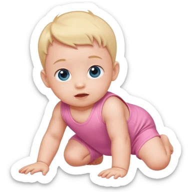 Baby in pink romper crawling sticker
