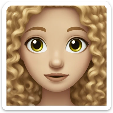light brown curly hair with hazle green eyes with pale skin color sticker