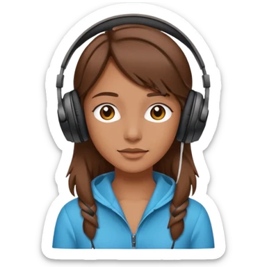 brown haired tan girl with headphones sticker