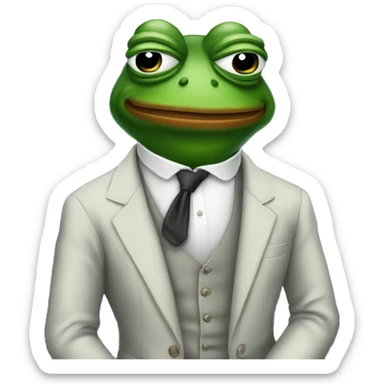 pepe the frog as a 1987 suited up man sticker