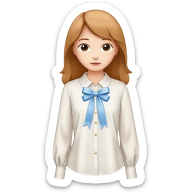 ehite blouse with ribbon sticker