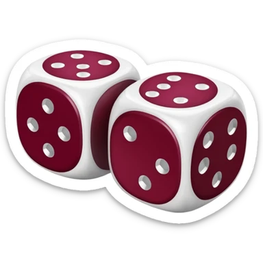 two dices in with burgundy heart details sticker