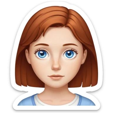 Blue eyed brown hair freckles short hair girl sticker