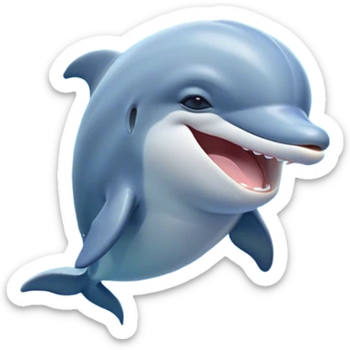 Cinematic Cute Yawning Dolphin Portrait Emoji, Head tilted slightly with a dramatic, wide-open yawn, showcasing a sleek, streamlined body with softly curved contours and drowsy, half-closed eyes, Simplified yet irresistibly adorable features, highly detailed, glowing with a soft, cozy oceanic glow, high shine, relaxed yet expressive, stylized with a dash of whimsical aquatic charm, soft glowing outline, capturing the essence of a drowsy yet affectionate dolphin that appears ready to stretch out and yawn its way out of the screen! sticker