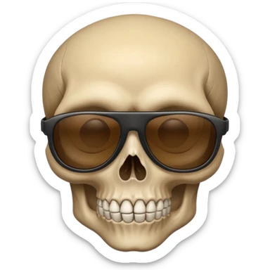 Make a skull face with sunglasses down a bit so you can see his eyes and his left eye brow up a bit make it look like an emoji cartoony sticker
