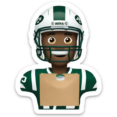 Jets football player with paper bag over head  with eyes holes cut out  sticker
