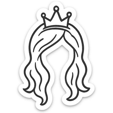 princessa hair, hand drawn icon style, sketchy lines, minimal, elegant sticker