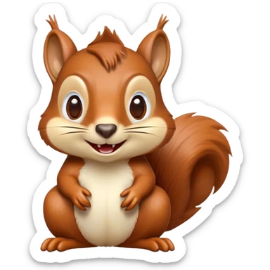 Cinematic Comical Squirrel Portrait Emoji, Head tilted dramatically with an exaggeratedly amused expression, featuring a striking auburn Fur with bold cream accents and wide, expressive eyes filled with playful disbelief, Simplified yet hilariously expressive features, highly detailed, glowing with a slightly sassy glow, high shine, dramatic yet playful, stylized with an air of cheeky woodland mischief, bright and endearing, soft glowing outline, capturing the essence of a spirited and over-the-top squirrel, so meme-worthy it feels like it could chatter its way into internet fame instantly! sticker
