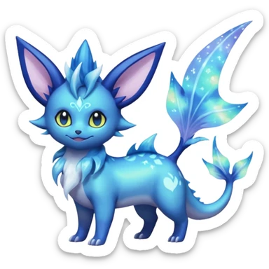 Nebulae Noibat-Aurorus-Vaporeon-Meowstic-Fakémon-hybrid-creature (full body)  sticker