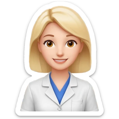 female pharmacist portrait, head and shoulders only, wearing a pharmacy apron, friendly smile, blurred medicine boxes on shelves in background, retail pharmacy vibe, 3D cartoon, mobile game icon style, no text, no watermark
 sticker