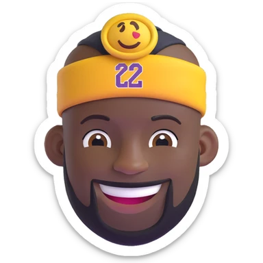 LeBron James emoji, wearing a headband, smiling sticker