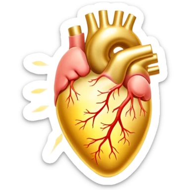 Glowing golden omega-3 pill with ethereal aura, connected by flowing energy to a luminous brain and heart. The brain shows enhanced neural activity while the heart pulses with healthy rhythm, all surrounded by a soft radiance representing improved cognitive and cardiovascular health. sticker