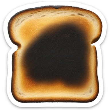 a slice of toast there are black charred  sticker