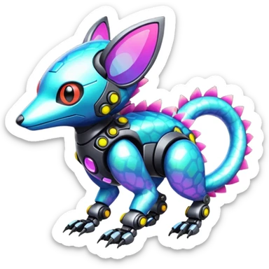  exotic tropical cyber-Protogen-Trico-Fakémon-Pokémon-Vernid-creature sticker