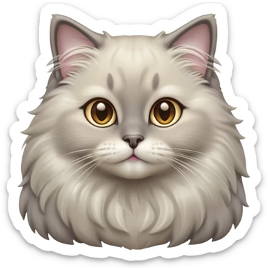 Cinematic Adorable Fluffy Grey Ragdoll Cat Portrait Emoji, Head tilted cutely with big, sparkling eyes, soft grey fur with lighter tones around the face and paws, Simplified yet irresistibly adorable features, highly detailed, glowing with a soft, warm glow, high shine, affectionate and playful, stylized with a touch of whimsy, bright and endearing, soft glowing outline, capturing the essence of a curious and loving kitten, so cute it feels like it could leap out of the screen and snuggle up for a cuddle! sticker