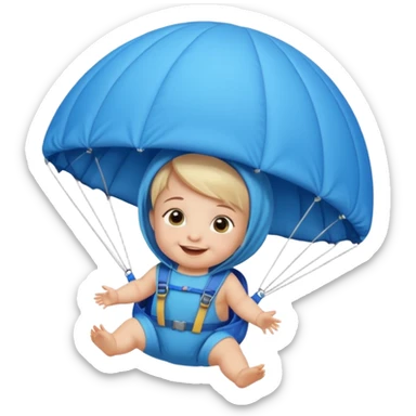 Skydiving girl baby with parachute and UFO blue sticker