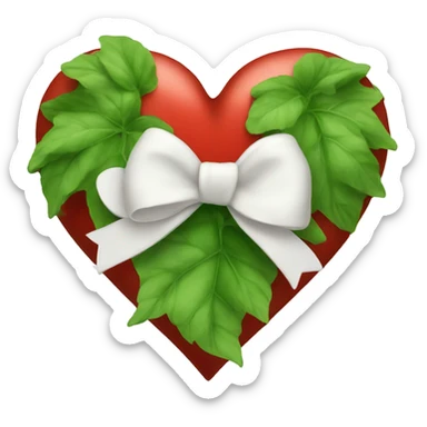 vine red heart with white bow sticker