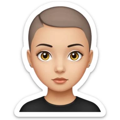 HAZEL EYES , BLACK BLACK BUZZ CUT LIGHT SKIN ROUND FACE GIRL sticker
