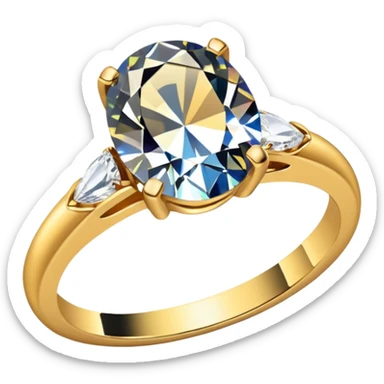 a gold diamond ring, plain band and large oval diamond stone sticker