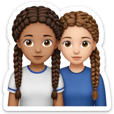 2 girl best friends. One is black with braids and brown eyes. One is white with curly brown hair with brown eyes.  sticker