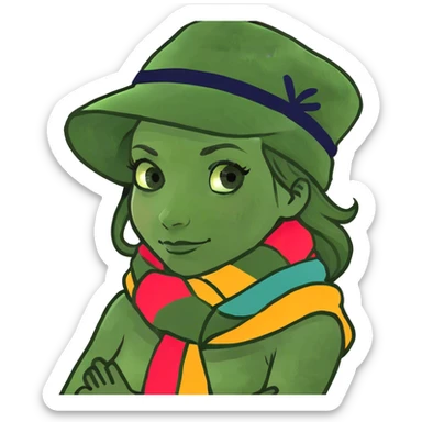 Girl with arms crossed over neck  sticker