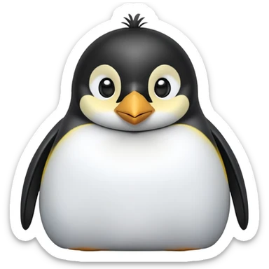 cinematic-cute-emperor-penguin-portrait-emoji,-head-tilted-playfully-and-inquisitively,-with-glossy,-pristine-plumage,-sparkling-eyes-filled-with-curiosity,-simplified-yet-irresistibly-adorable-features, black, large black eyes face, zoomed in sticker