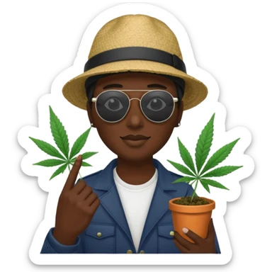 gang dealer with cannabis on a hand sticker