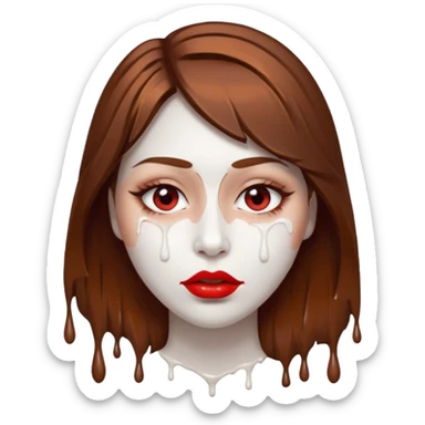 Brown Hair Woman , white paint , drip, face, hot  Sexy, lips sticker