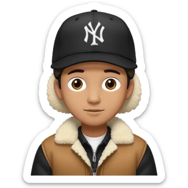 Cappellino New Era New York nero e persona con giubbotto di pecora sticker