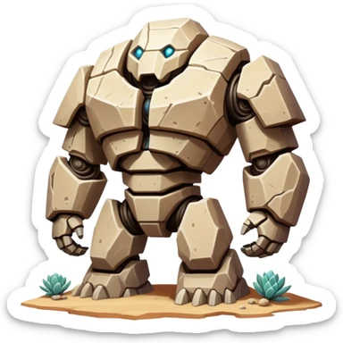 A sentient sandstone colossus with hollow chambers inside its body where rare geometric crystals grow, able to reshape its limbs and filter the desert winds through its porous form to extract moisture. body only, without background. sticker
