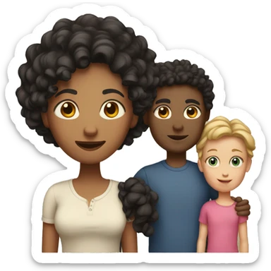 White Family with 3 kids and 2 parents. The mother has dark curly hair sticker