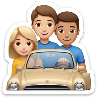 car and girl and boy sticker
