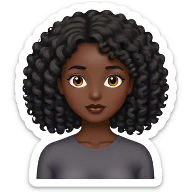 brunette curl medium hair woman black skin sticker